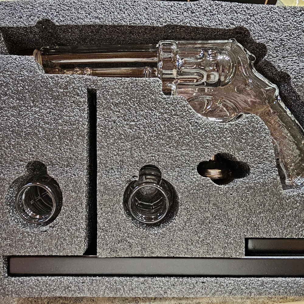 Clear Glass Gun Decanter Set